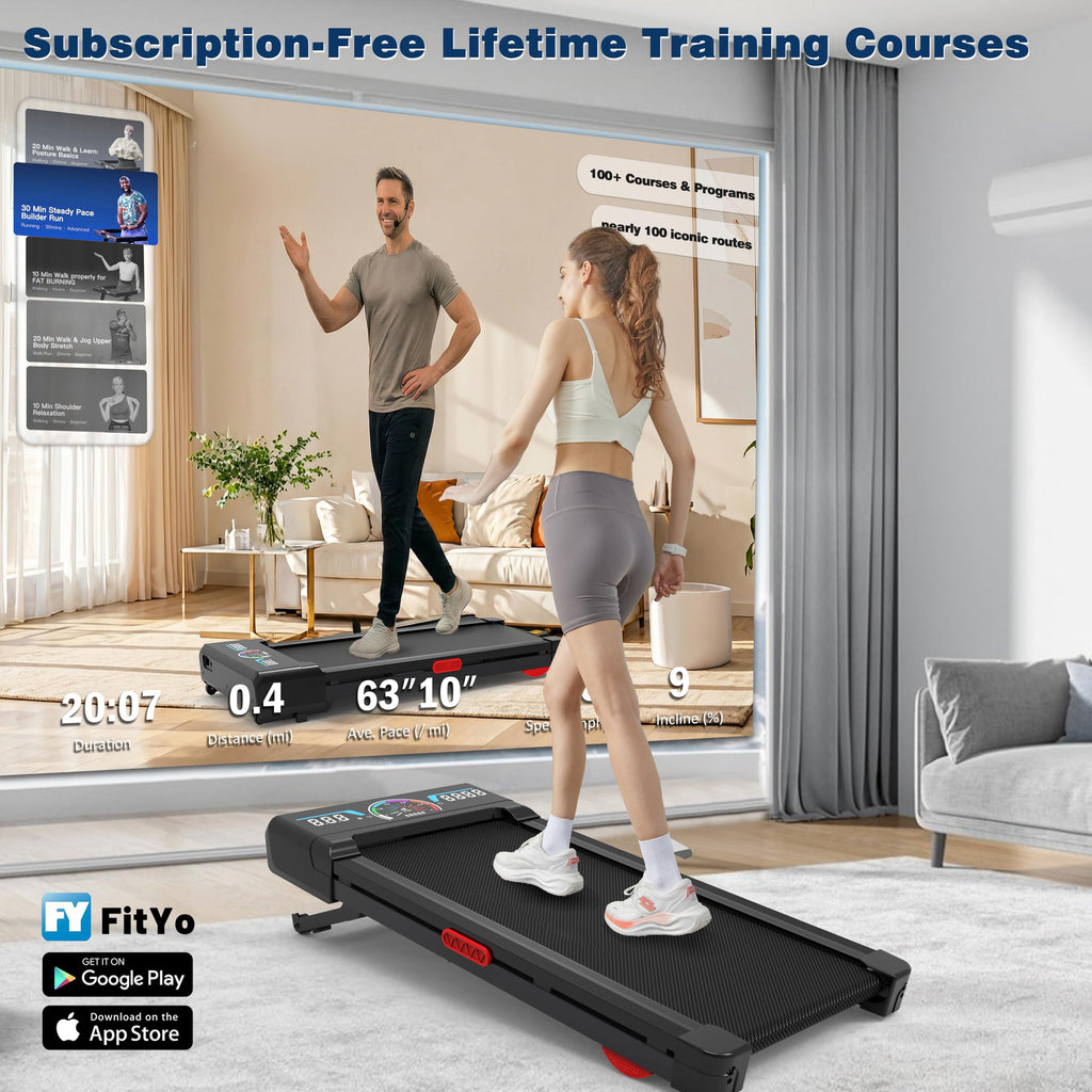 Walking Pad Treadmill 12% Auto Incline, Under Desk Treadmill