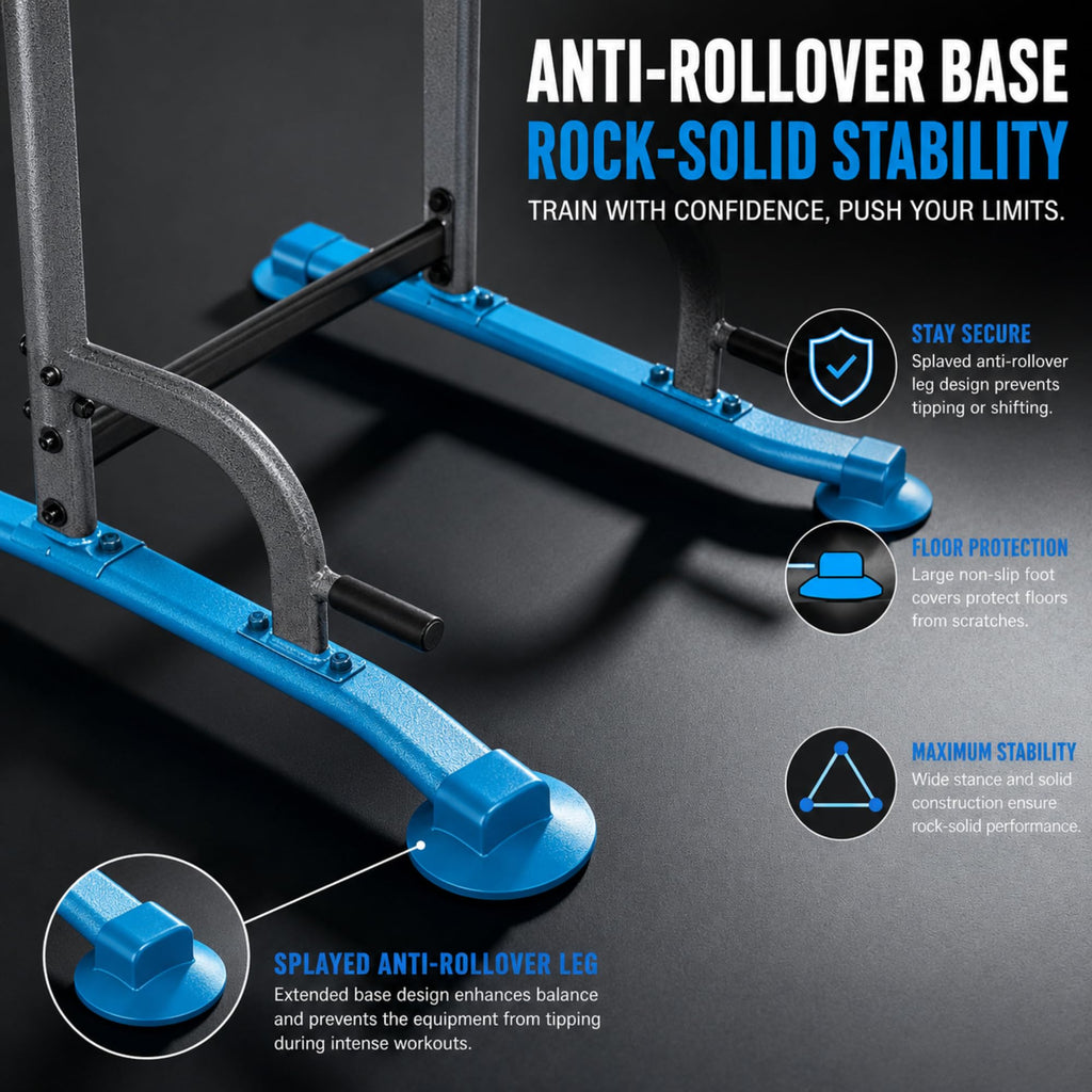 BARWING Pull Up Bar Station, Power Tower, Dip Station with 3D Backrest, Multi-Function Strength Training Stand Rack, Adjustable Height Dip Bar for Home Gym Workout Stand Fitness Exercise Equipment