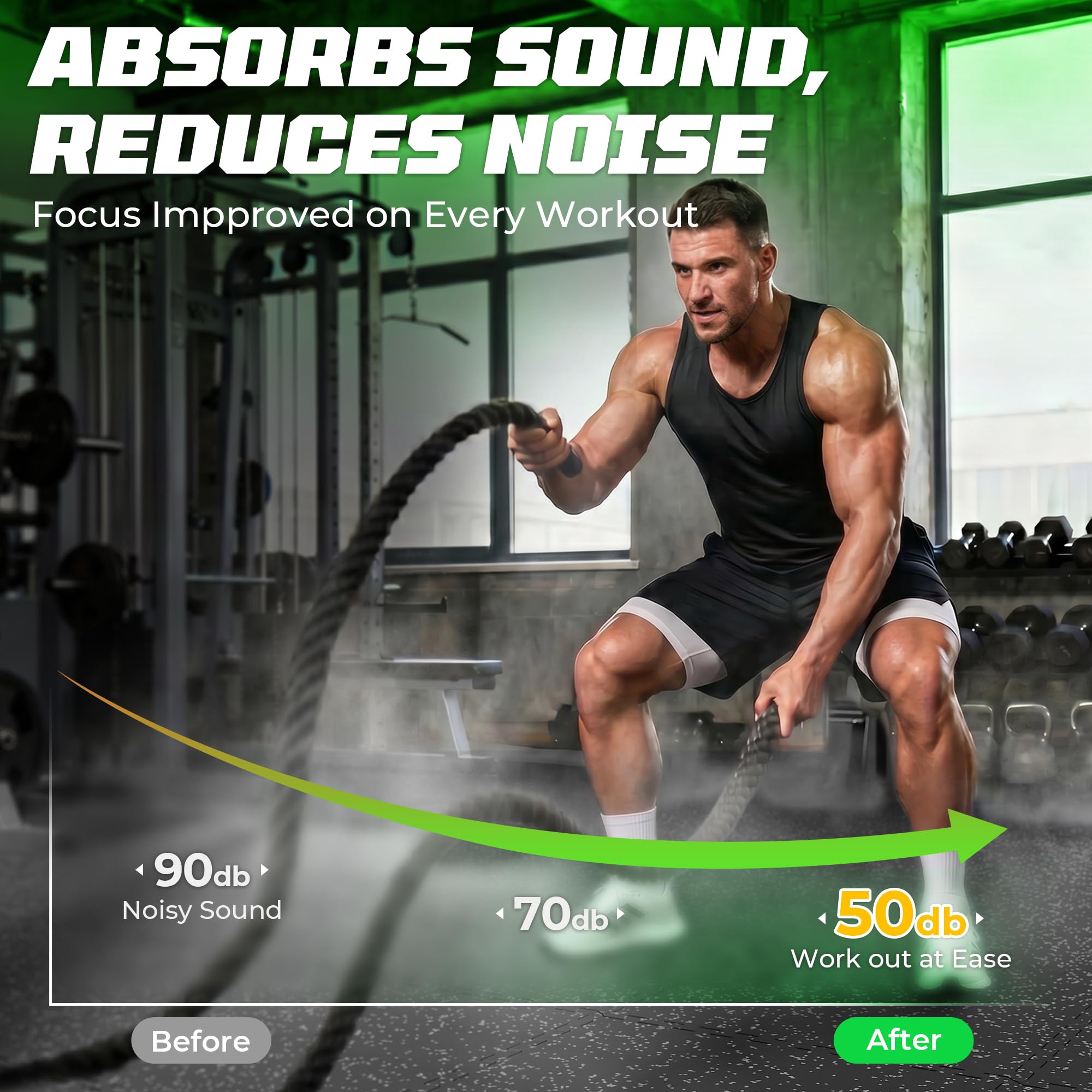 PRAISUN 0.56-Inch Heavy-Duty Rubber-Top Gym Mats