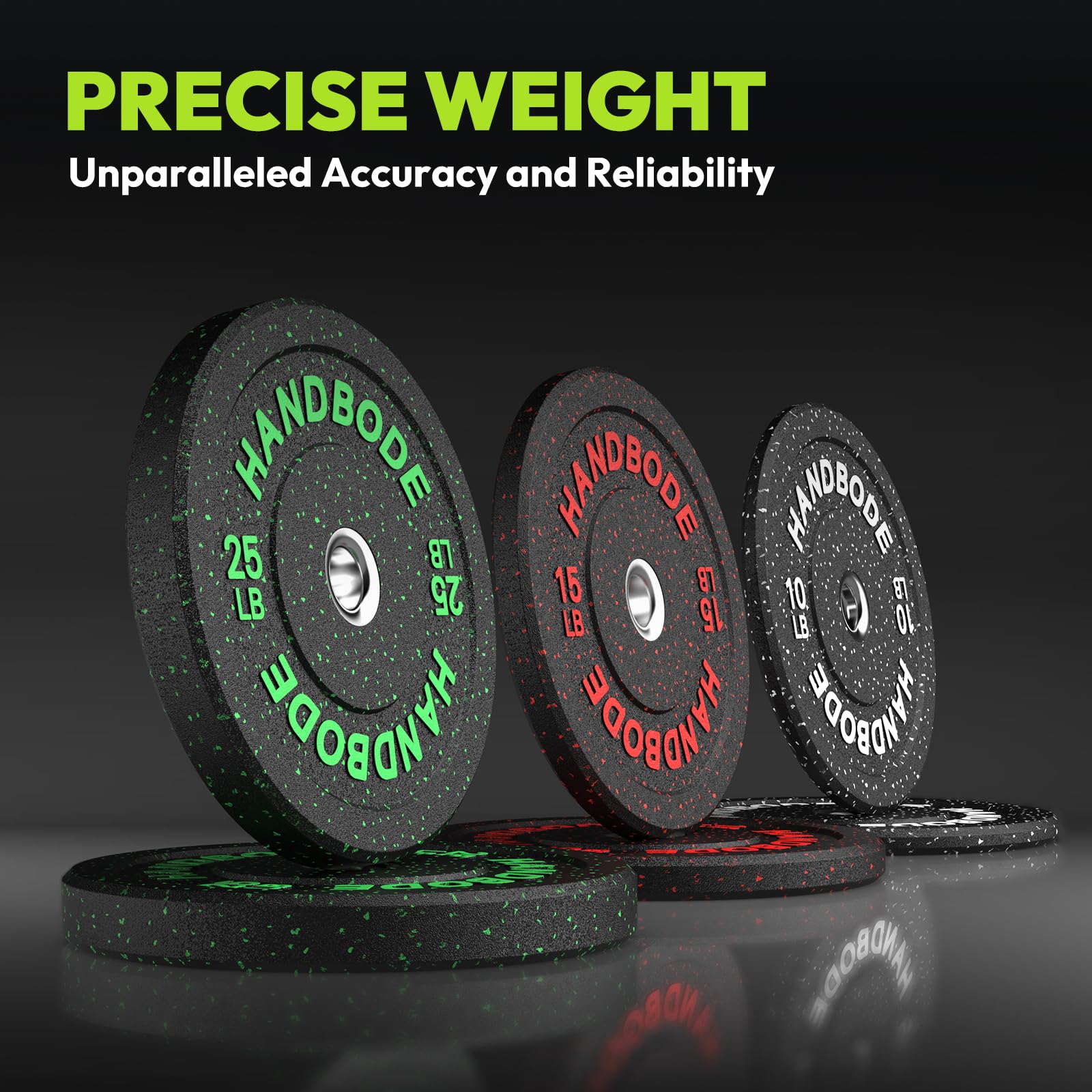 HANDBODE 2-Inch High-Bounce Bumper Plates, Olympic Weight Set, 10-650 lb