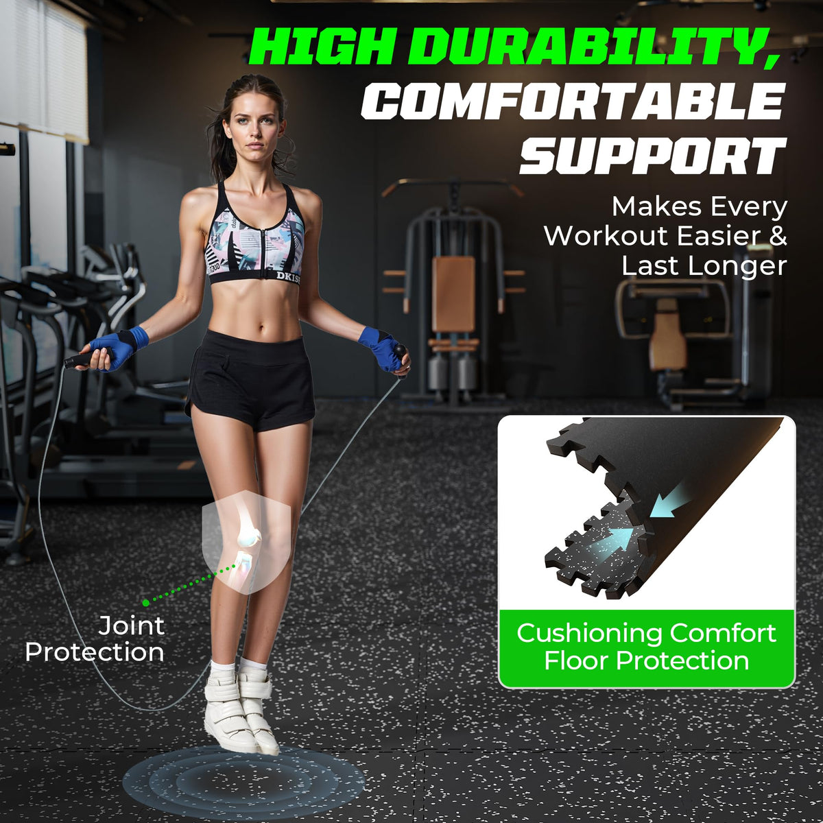 PRAISUN 0.56-Inch Heavy-Duty Rubber-Top Gym Mats