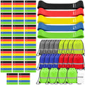 Sratte 120 Pcs Workout Loop Resistance Bands Bulk, Gym Elastic Bands Set for Fitness Sport Class Students Members Gift Physical, 5 Pieces Each Set, with Large Drawstring Backpack Bags