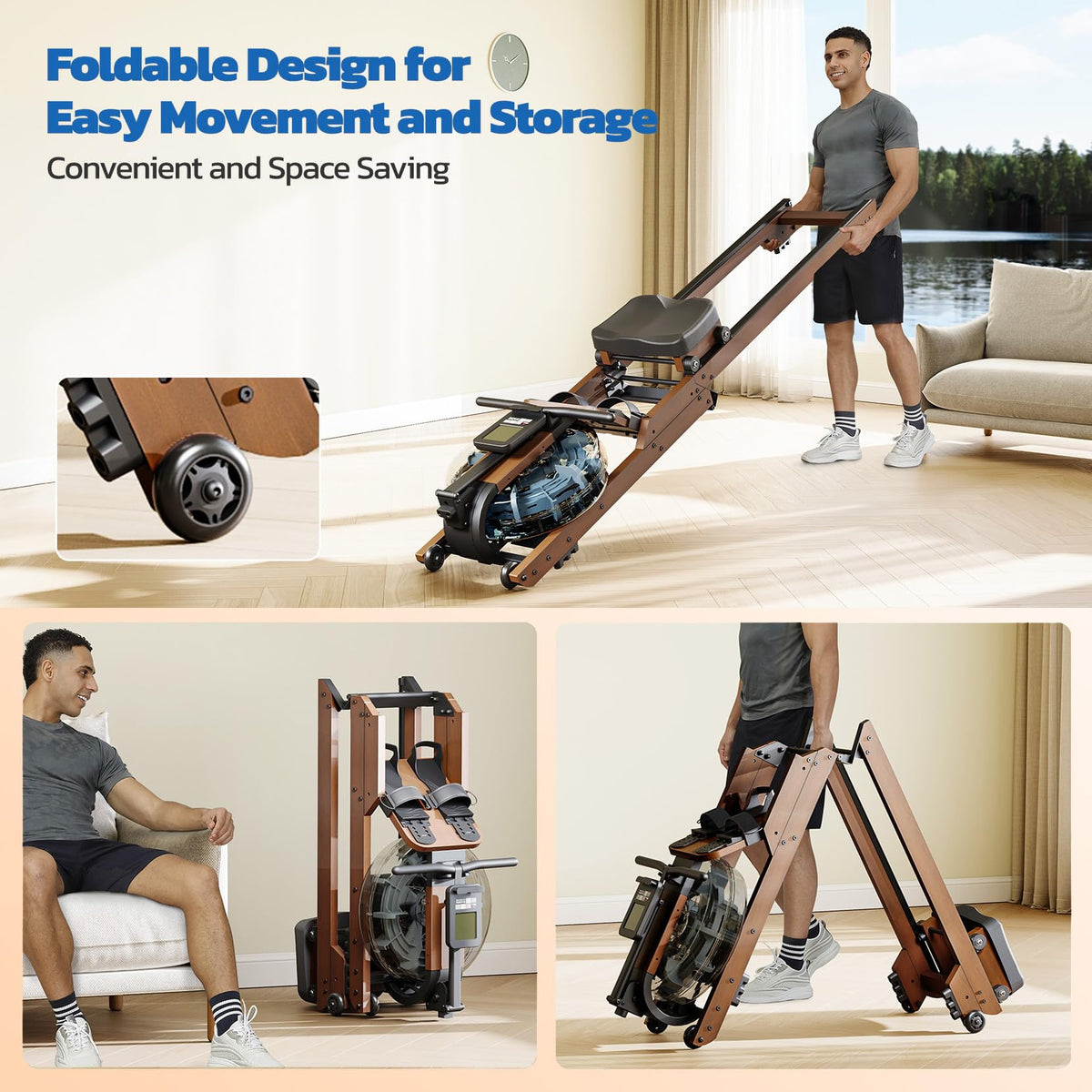 Dripex Water Rowing Machine, Foldable Rowing Machines for Home, Max 400 LBS
