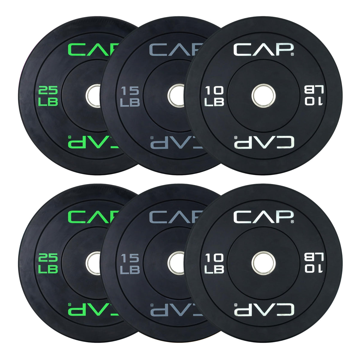 CAP Olympic Bumper Plate Weight Set 100–370 lb