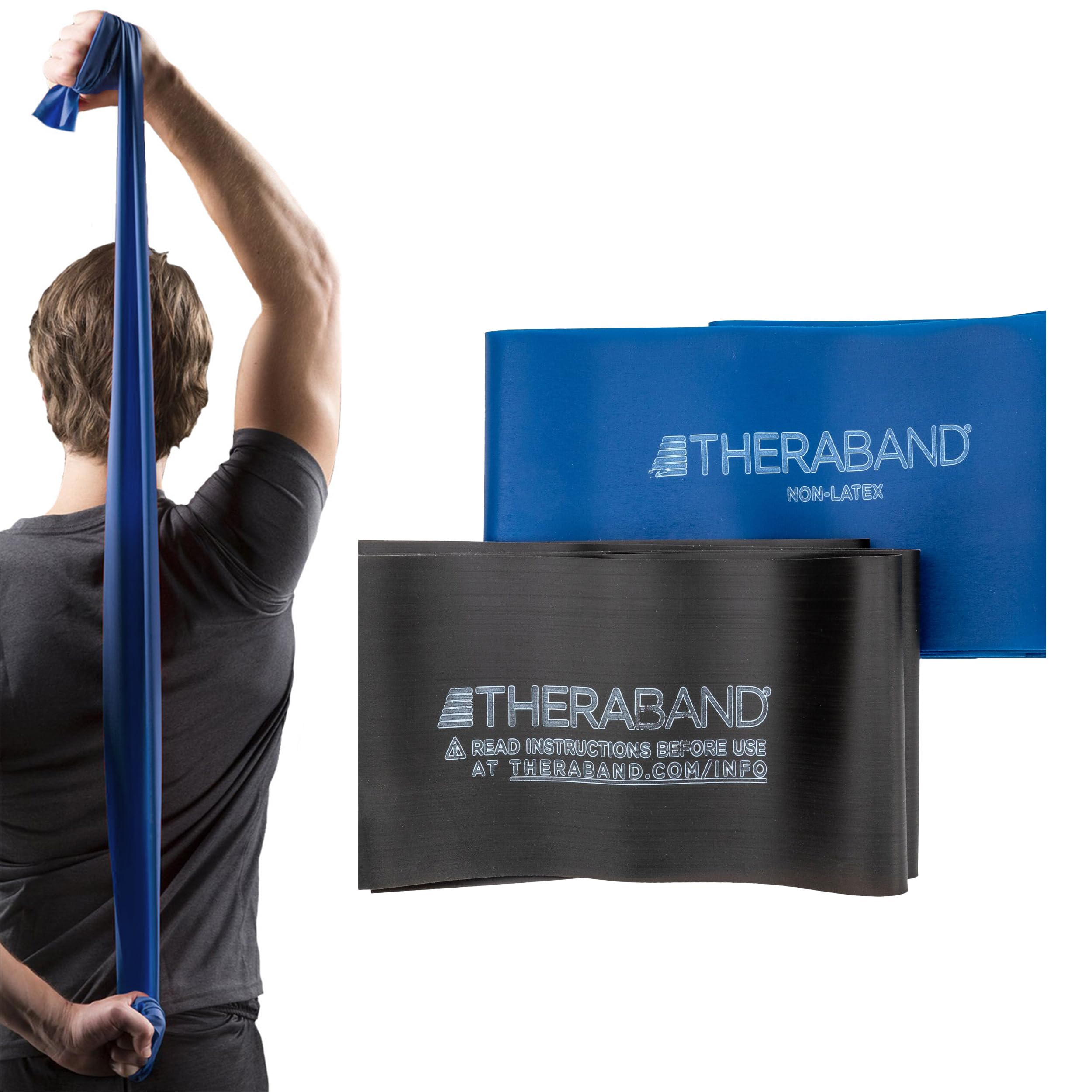 THERABAND Resistance Bands Set, Elastic Bands for Exercise & Physical Therapy, Strength Training for Upper & Lower Body Fitness