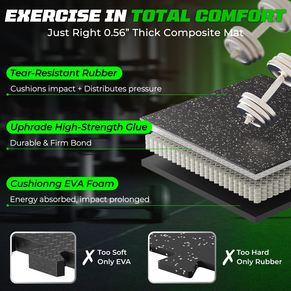 PRAISUN 0.56-Inch Heavy-Duty Rubber-Top Gym Mats